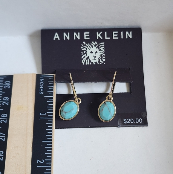 NWT Anne Klein Gold and Turquoise Drop Stud Earrings - Picture 10 of 11